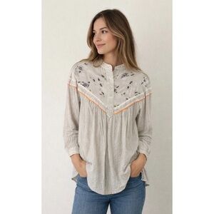 FREE PEOPLE COTTON HEARTS & COLORS SHIRT